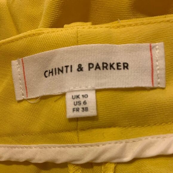CHINTI & PARKER NWOT Wool Twill Cropped Trousers in Yellow - Picture 10 of 14